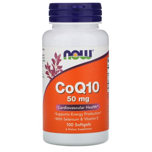 Now Foods, Кофермент Q10, 50 мг, 100 мягких капсул