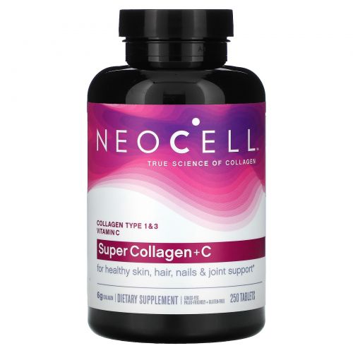 Neocell, Супер коллаген + C, тип 1 и 3, 6000 мг, 250 таблеток