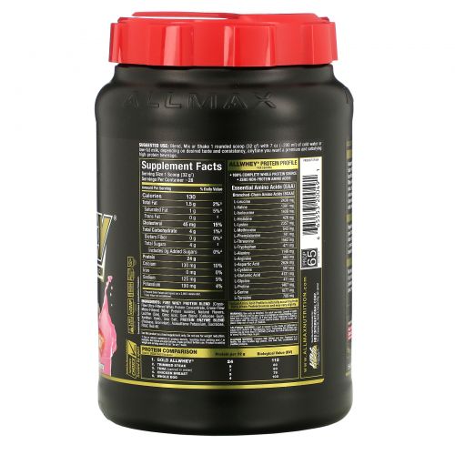 ALLMAX Nutrition, AllWhey Gold, 100% Whey Protein + Premium Whey Protein Isolate, Strawberry, 2 lbs (907 g)