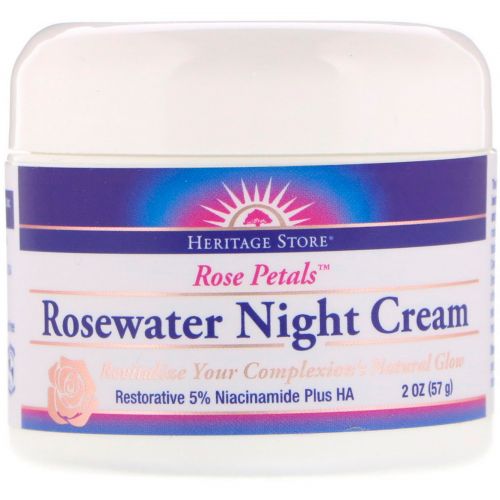 Heritage Store, Rosewater Night Cream, Rose Petals, 2 oz (57 g)