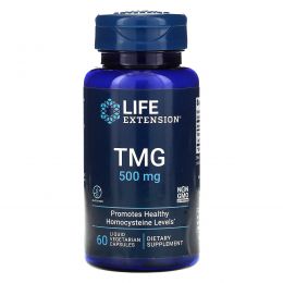 Life Extension, TMG (триметилглицин), 500 мг, 60 вегетарианских капсул с жидким содержимым