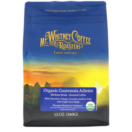 Mt. Whitney Coffee Roasters, Organic Guatemala Adiesto Coorperative, Medium Roast Ground Bean Coffee, 12 oz (340 g)