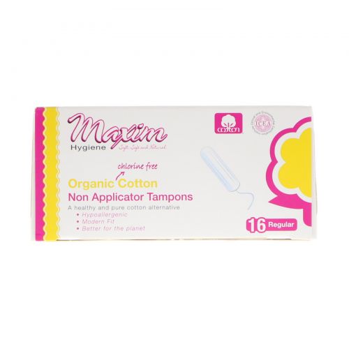 Maxim Hygiene Products, Органический хлопок, тампоны без аппликатора, обычные, 16 тампонов