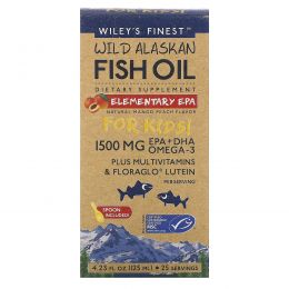 Wiley's Finest, Аляскинский рыбий жир, ЭПК, Детям!, натуральный вкус манго и персика, 1500 мг, 4.23 жид.унции(125 мл)