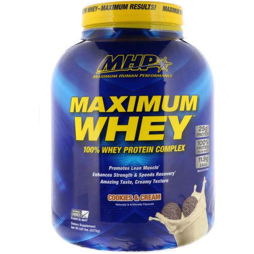Maximum Human Performance, LLC, Maximum Whey, Cookies & Cream, 5.01 lbs (2275 g)