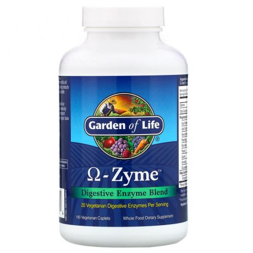 Garden of Life, Omega-Zyme, Смесь пищеварительных энзимов, 180 растительных капсул