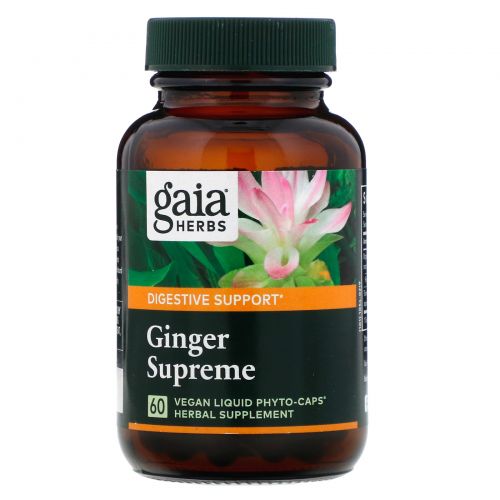 Gaia Herbs, DailyWellness, имбирь максимальный 60 вегетарианских жидких фито-капсул