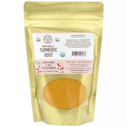 Pure Indian Foods, Organic Turmeric Powder, 7.5 oz (212 g)