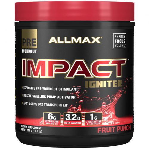 ALLMAX Nutrition, IMPACT Igniter, формула для приема перед тренировкой, цитруллина малат + бета-аланин + N-ацетил-L-цистеин, фруктовый пунш, 11,6 унц. (328 г)