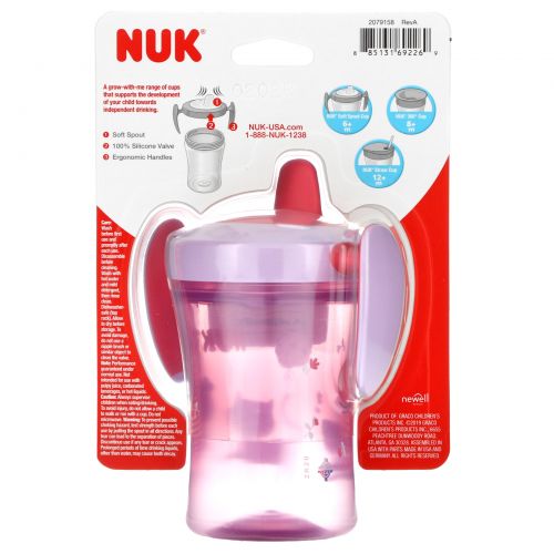 NUK, Evolution Soft Sprout Cup, Pink, 6 + Month Up, 1 Cup, 8 oz (240 ml)