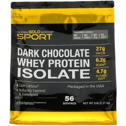 California Gold Nutrition, изолят сывороточного протеина, темные шоколад, 5 фунтов (2270 г)
