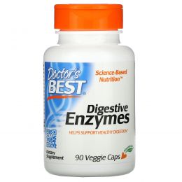 Doctor's Best, Пищеварительные ферменты полностью растительного происхождения (Best Digestive Enzymes — All Vegetarian), 90 растительных капсул