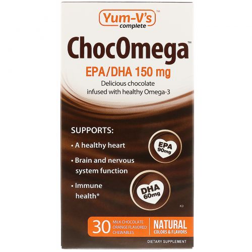 Yum-V's, ChocOmega EPA / DHA, Milk Chocolate Orange Flavor, 150 mg, 30 Chewables