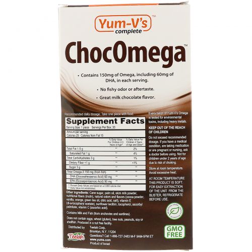 Yum-V's, ChocOmega EPA / DHA, Milk Chocolate Orange Flavor, 150 mg, 30 Chewables