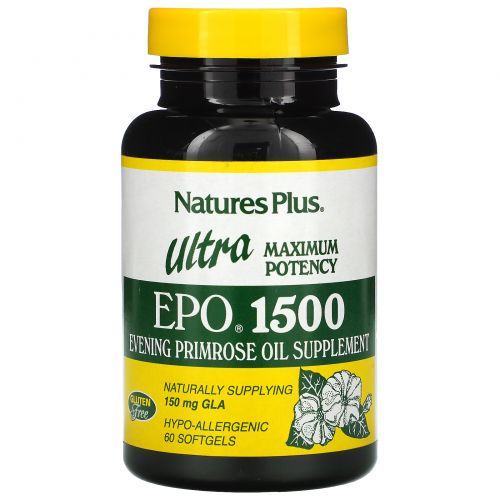 Nature's Plus, Пищевая добавка Ultra EPO 1500, максимальная энергия, 60 капсул