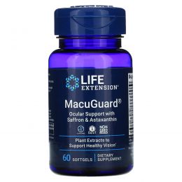 Life Extension, MacuGuard, Ocular Support with Astaxanthin (MacuGuard, поддержка глаз с астаксантином), 60 гелевых капсул