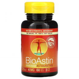 Nutrex Hawaii, BioAstin, Гавайский астаксантин, 4 мг, 60 гелевых капсул