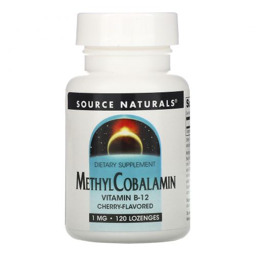 Source Naturals, MethylCobalamin, под язык, со вкусом вишни, 1 мг, 120 таблеток