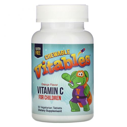Vitables, Жевательный витамин C для детей, апельсин, 90 вегетарианских таблеток