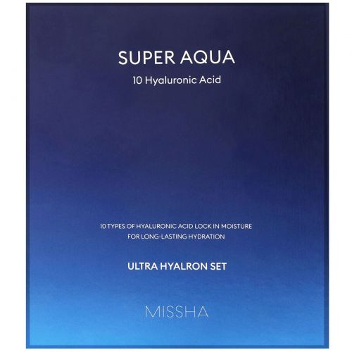 Missha, Super Aqua Ultra Hyalron, набор, 4 продукта