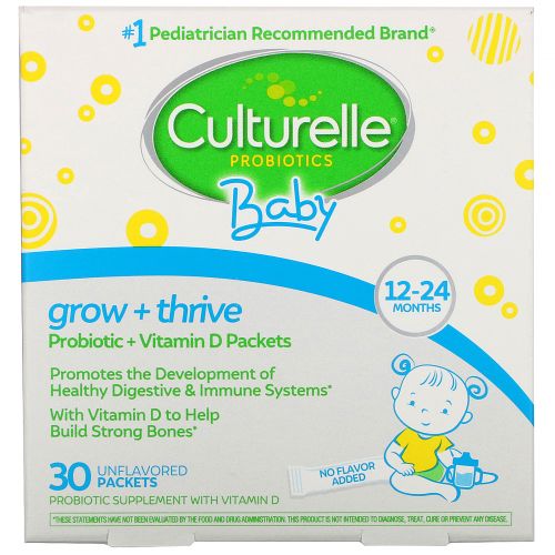 Culturelle, Probiotics, Baby, Grow + Thrive, Probiotics + Vitamin D Packets, 12-24 Months, 30 Single Serve Packets