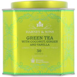 Harney & Sons, Green Tea with Coconut, Ginger and Vanilla, 30 Sachets, 2.67 oz (75 g)