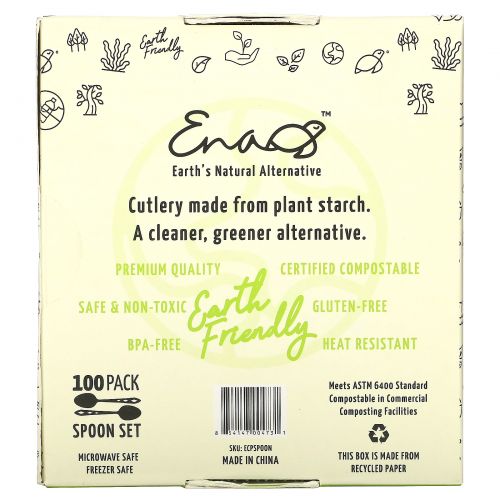 Earth's Natural Alternative, Compostable Spoons, 100 Count