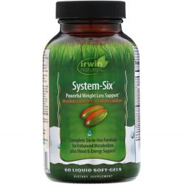 Irwin Naturals, System-Six, средство для снижения веса, 60 желатиновых капсул