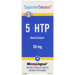 Superior Source, 5-HTP (5-гидрокситриптофан), 50 мг, 60 таблеток для рассасывания