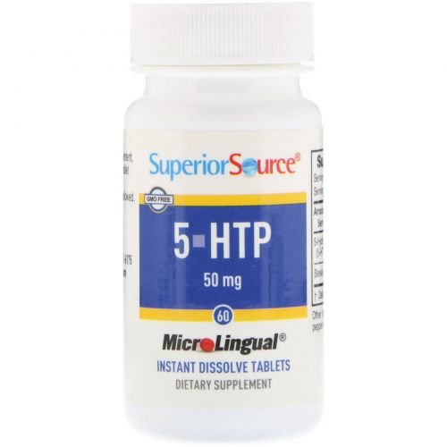 Superior Source, 5-HTP (5-гидрокситриптофан), 50 мг, 60 таблеток для рассасывания