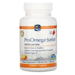 Nordic Naturals, ProOmega Junior, Strawberry, 500 mg, 90 Soft Gels