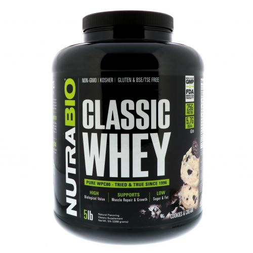 NutraBio Labs, Classic Whey Protein, Cookies & Cream, 5 lbs (2268 g)