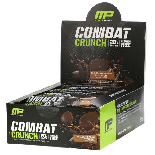 Muscle Pharm, Combat Crunch Bars, Chocolate Peanut Butter Cup, 12 Bars