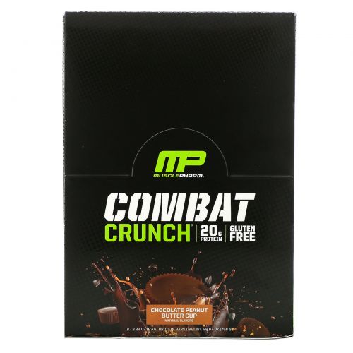 Muscle Pharm, Combat Crunch Bars, Chocolate Peanut Butter Cup, 12 Bars