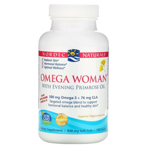 Nordic Naturals, Omega Woman, с маслом примулы, 830 мг, 120 гелевых капсул