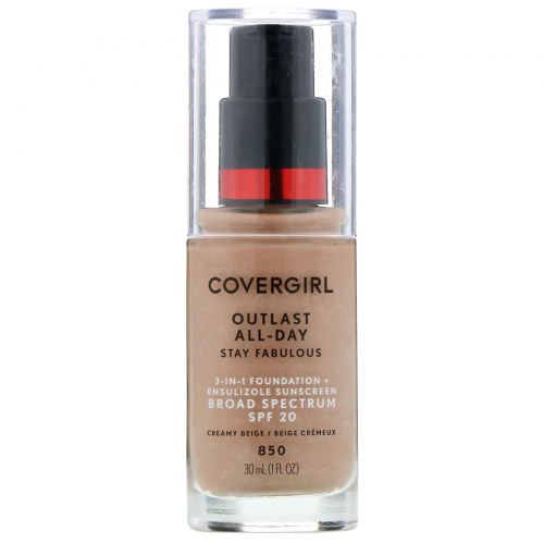 Covergirl, Outlast All-Day Stay Fabulous, тональная основа 3 в 1, оттенок 850 кремовый бежевый, 30 мл