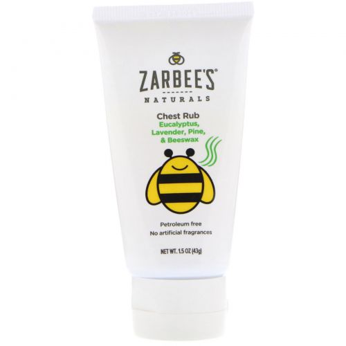 Zarbee's, Naturals, мазь для груди с эвкалиптом, лавандой, хвоей и пчелиным воском, 1,5 унц. (43 г)