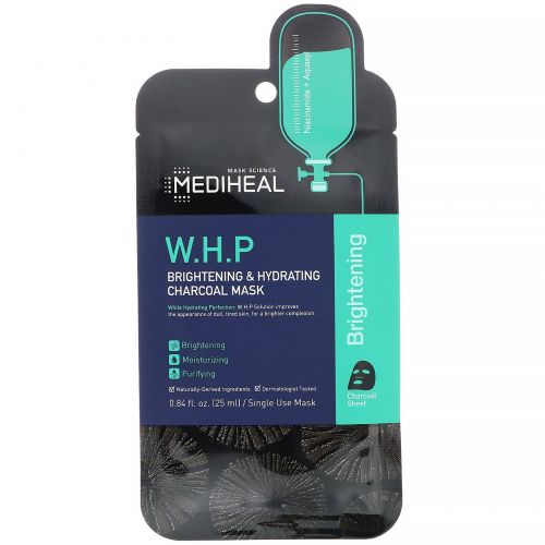 Mediheal, W.H.P, угольная маска, увлажнение и улучшение тона кожи, 5 шт.