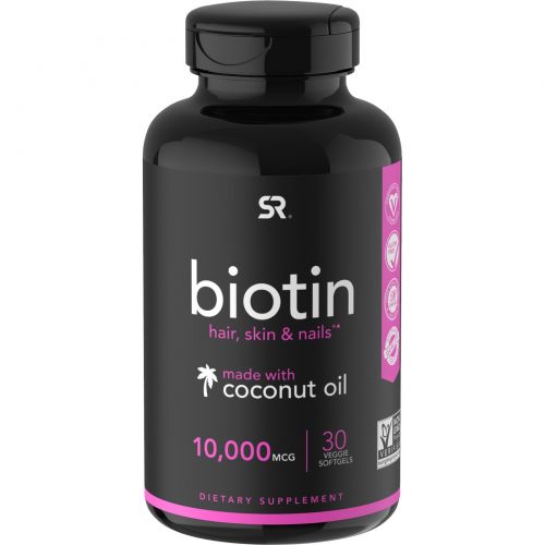 Sports Research, Biotin with Organic Coconut Oil, 10,000 mcg, 30 Veggie Softgels