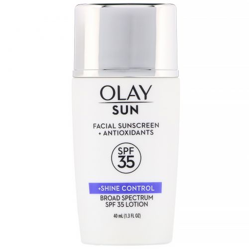 Olay, Sun, солнцезащитное средство для лица + контроль блеска, SPF 35, 40 мл (1,3 жидк. унции)