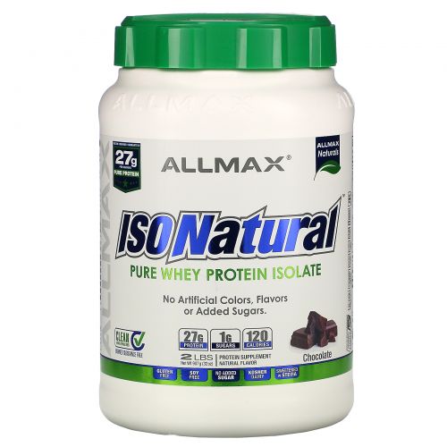 ALLMAX Nutrition, IsoNatural, 100% Ultra-Pure Natural Whey Protein Isolate (WPI90), Chocolate, 2 lbs (907 g)