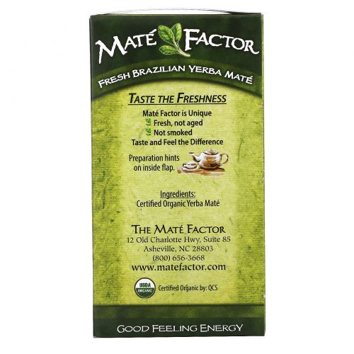 Mate Factor, Органический Yerba Mate, свежий зеленый чай 24 чайных пакетиков, 2.96 унции (84 г)