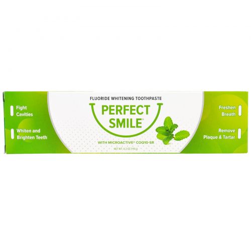 Perfect Smile, Отбеливающая зубная паста с фтором и коэнзимом Q10-SR, 4,2 унции (119 г)