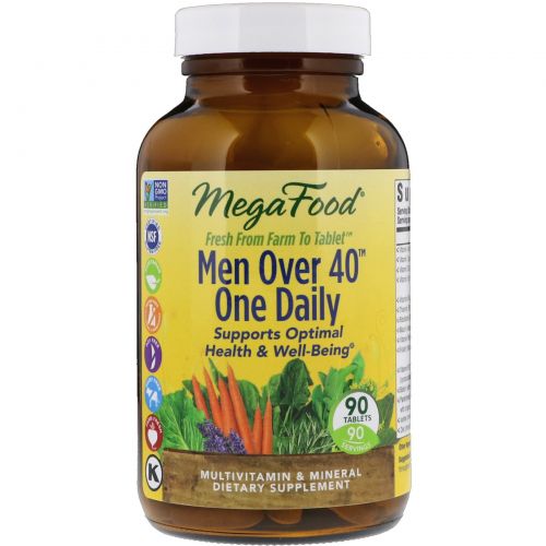 MegaFood, Для мужчин старше 40 лет, одна таблетка в день, без железа, 90 таблеток