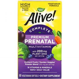 Nature's Way, Alive! Complete Prenatal Multi-Vitamin, 60 Vegetarian Softgels