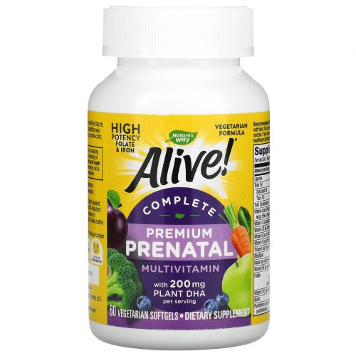 Nature's Way, Alive! Complete Prenatal Multi-Vitamin, 60 Vegetarian Softgels