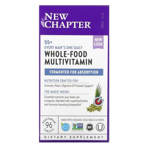 New Chapter, Мультивитаминный комплекс Every Man's для приема один раз в день, для мужчин старше 55 лет, 96 вегетарианских таблеток