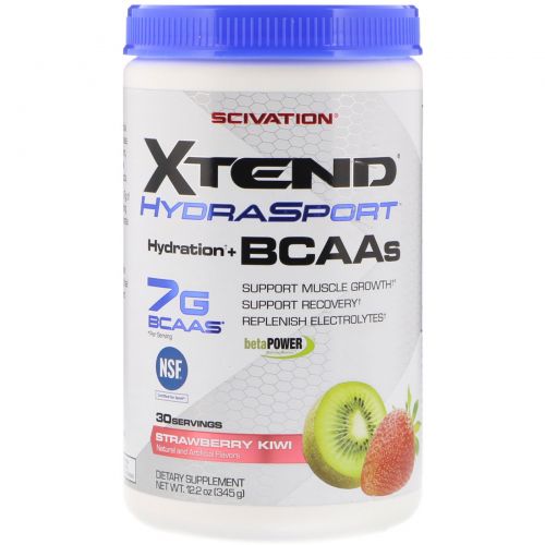 Scivation, Xtend HydraSport, Hydration + BCAAs, Strawberry Kiwi, 12.2 oz  (345 g)