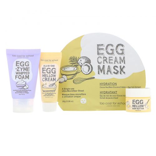 Too Cool for School, Egg-ssential Skincare Mini Set, 4 Piece Set