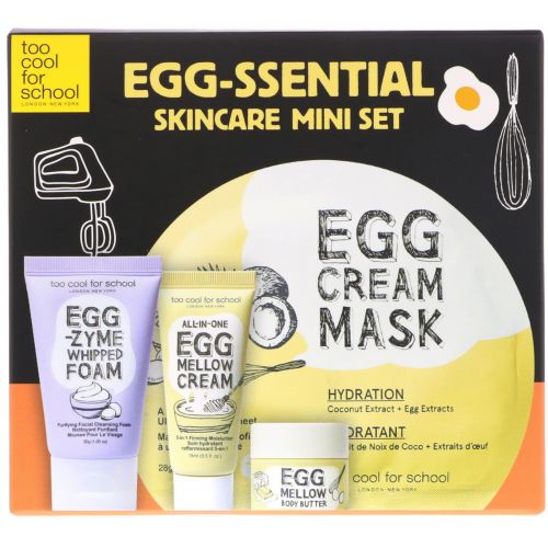 Too Cool for School, Egg-ssential Skincare Mini Set, 4 Piece Set